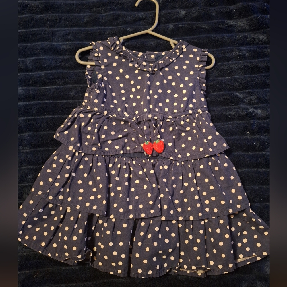Polka Dot Tiered Dress with Strawberry Accents